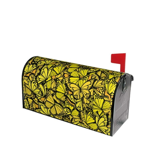 Fotbe Yellow Butterflies Mailbox Covers Post Letter Box Cover Garden Decor Standard Size-25.5x21 in