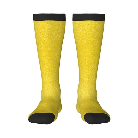 Fotbe Yellow Glitter print Women's Men's Novelty Crew Socks Cotton Socks Knee High Socks for Walking,Running,Nurses,Pregnancy