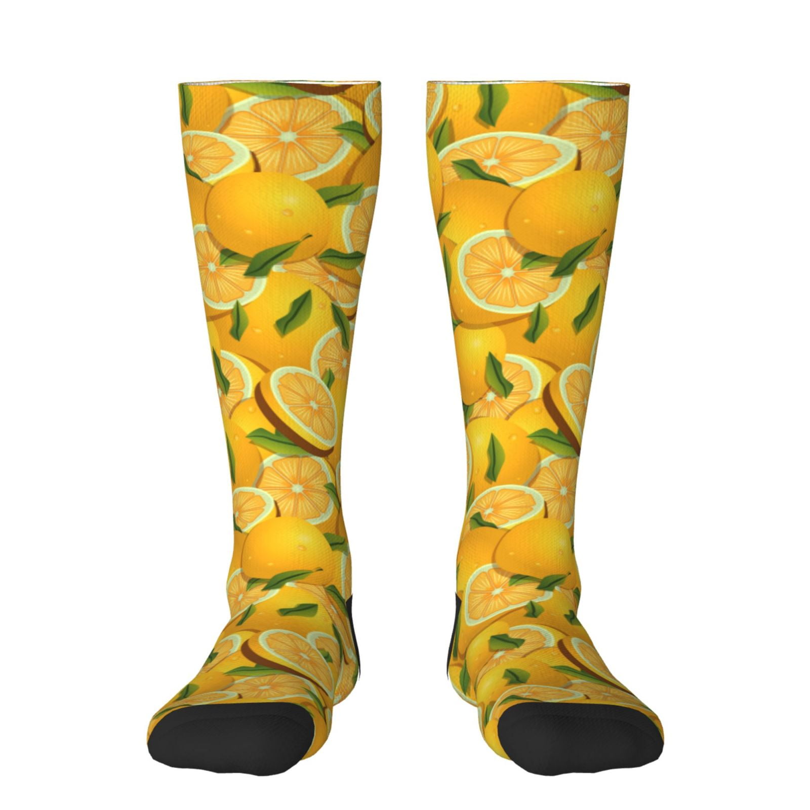 Fotbe Yellow Limes print Women's Men's Novelty Crew Socks Cotton Socks