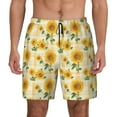 thumbnail image 1 of Fotbe Yellow White Plaid Sunflower Men’s Swim Trunks Quick Dry Swim Shorts Board Shorts with Mesh Lining-XX-Large, 1 of 9
