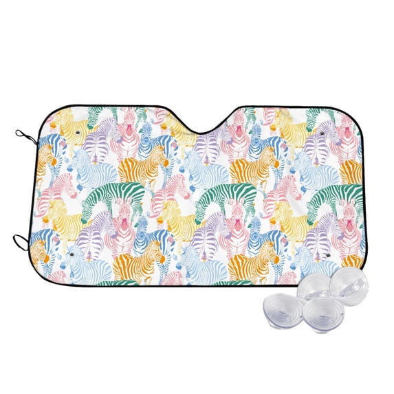 Fotbe Zebra Colourful Car Windshield Sunshade | Sun Visor Protector Front Window Shade, Keeps Out UV Rays, Keeps Your Vehicle Cool-Medium
