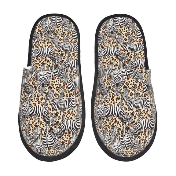 Fotbe Zebra Pattern Women's Fuzzy Slippers Plush Slippers Fluffy Winter House Shoes Indoor and Outdoor-Medium