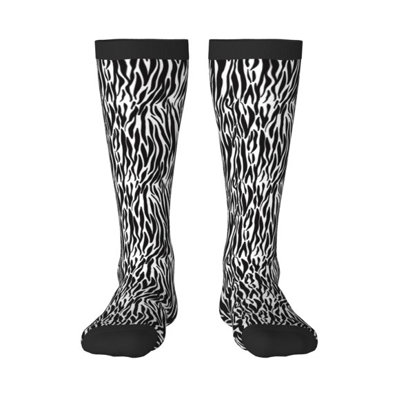 Fotbe Zebra print Women's Men's Novelty Crew Socks Cotton Socks Knee High Socks for Walking,Running,Nurses,Pregnancy