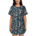thumbnail image 1 of Fotbe berry Nuts Leaf Print Pajama Set for Women 2 Piece Loungewear Short Sleeve Tops and Shorts Set Soft Sleepwear-XX-Large, 1 of 7