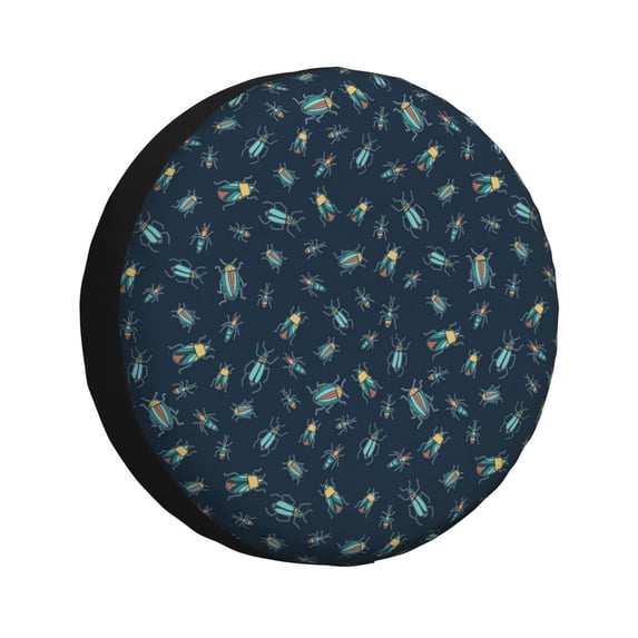 Fotbe blue insects Pattern Spare Tire Cover Thickening Universal Fit for Jeep, Trailer, RV, SUV, Truck, Tough Tire Wheel Soft Cover-14 inch
