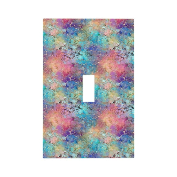 Fotbe blue pink colorful cracked texture Print Duplex Receptacle Wall Plate, 1-Gang 5.0" x3.0" Wall Outlet Covers, Dual Outlet Faceplates Covers, Color-matched Screws Included-Style T