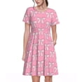 thumbnail image 1 of Fotbe bows Pattern Dress Casual Womens Fashion Short Sleeve Maxi Dress T Shirt Dress Striped Long Color Block Maxi Dress, 1 of 6