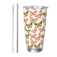 thumbnail image 1 of Fotbe butterfly Pattern 20 oz Tumbler Stainless Steel Vacuum Insulated Coffee Ice Cup Double Wall Travel Flask Leak-proof Coffee Cup-Straw Two-piece Set, 1 of 8