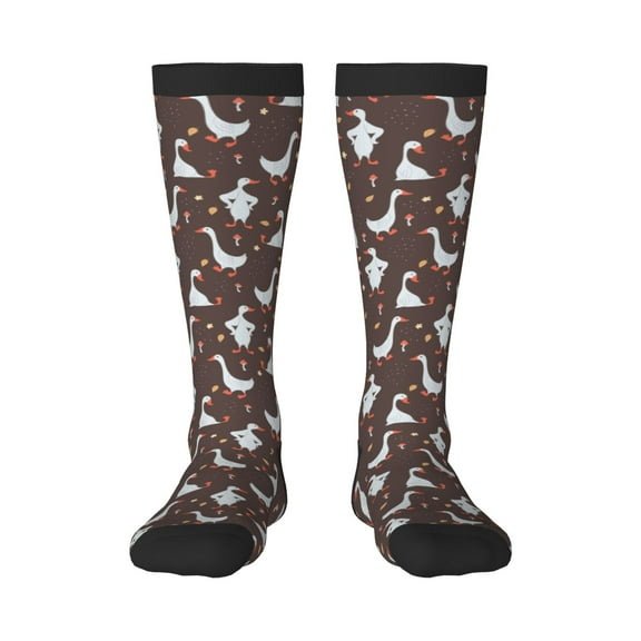 Fotbe cartoon geese print Women's Men's Novelty Crew Socks Cotton Socks Knee High Socks for Walking,Running,Nurses,Pregnancy