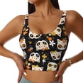 thumbnail image 1 of Fotbe cat sugar skulls Pattern Womens' Sports Bra Longline Wirefree Padded with Medium Support Sports Moisture-Wicking Workou Vest,Tank Top-X-Large, 1 of 8