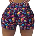 thumbnail image 1 of Fotbe colorful Skull Retro Seamless Shorts, Womens Workout Shorts High Waist Stretch Booty Short for Gym/Yoga/Running/Biking-XX-Large, 1 of 9