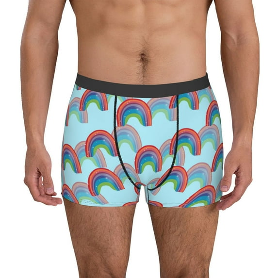 Fotbe colorful rainbow Men’s Total Support Pouch Boxer Briefs, X-Temp Cooling, Moisture-Wicking Underwear, Regular, Long-leg and Trunk-XX-Large