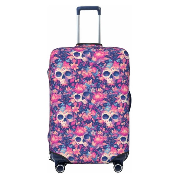 Fotbe cool Skull flower colorful Luggage Cover Protector,Suitcase Protector,Scratch and Dirt Resistant,Fits 18-32 Inch Luggage-Medium