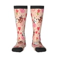 thumbnail image 1 of Fotbe cow bull with flower and heart print Women's Men's Novelty Crew Socks Cotton Socks Knee High Socks for Walking,Running,Nurses,Pregnancy, 1 of 6
