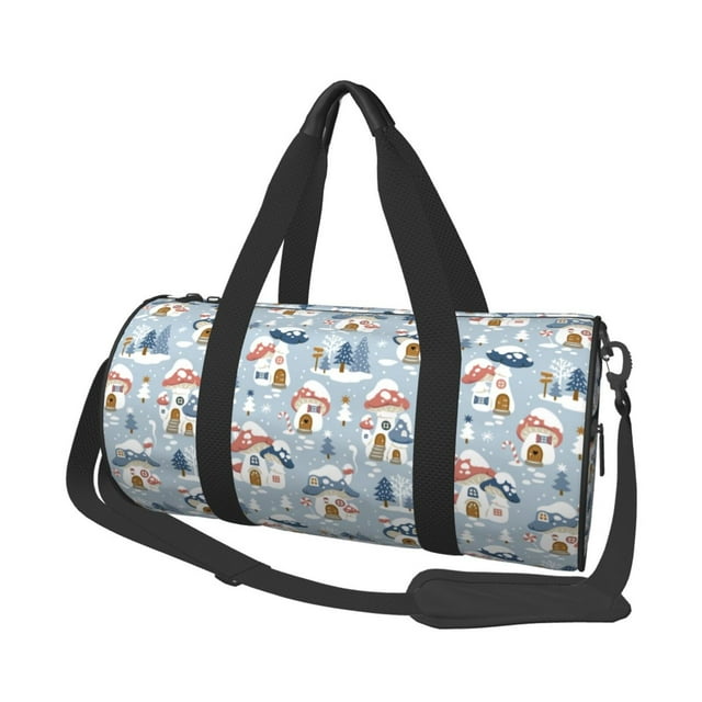 Fotbe cute Mushroom Village Pattern Foldable Sports Gym Bag with Wet