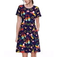 thumbnail image 1 of Fotbe cute animals Pattern Dress Casual Womens Fashion Short Sleeve Maxi Dress T Shirt Dress Striped Long Color Block Maxi Dress, 1 of 6