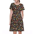 thumbnail image 1 of Fotbe cute insects Pattern Dress Casual Womens Fashion Short Sleeve Maxi Dress T Shirt Dress Striped Long Color Block Maxi Dress, 1 of 6