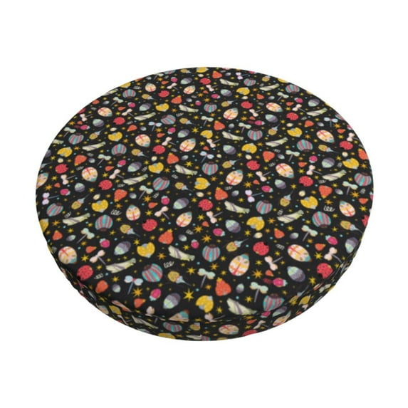 Fotbe cute insects Pattern Stool Covers Round,Waterproof Round Bar Stool Covers Bar Chair Covers Washable Stool Cushion Slipcover for 12-14 Inch Chair-12 inch
