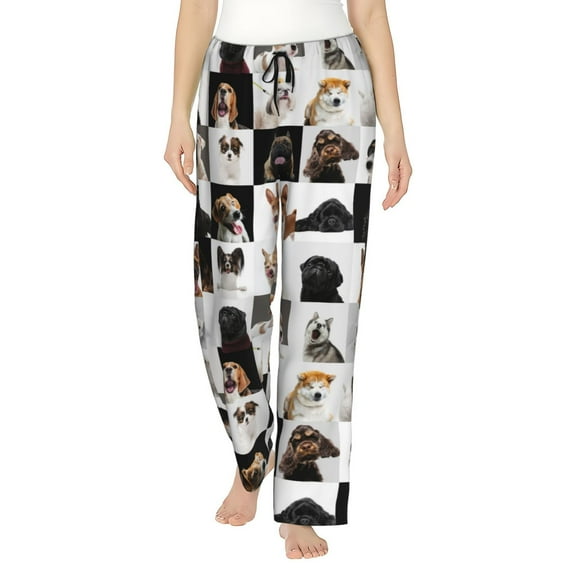 Fotbe dogs pets collage Women's Pajama Pants,Sleepwear Pants,Pj Bottoms Drawstring And Pockets-Medium