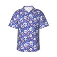thumbnail image 1 of Fotbe flower Skull cartoon Hawaiian Shirt for Men Unisex Summer Beach Casual Short Sleeve Cotton Linen Button Down Shirts-XX-Large, 1 of 5