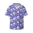 thumbnail image 1 of Fotbe flower Skull cartoon print Short Sleeve Button Down Shirts for Men Casual Summer Beach Wrinkle Free Shirt-3X-Large, 1 of 7