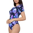 thumbnail image 1 of Fotbe flower starry sky Skull Women's Crew Neck Short Sleeves Bodysuit Tops Round Neck Slim Sleeveless Soft Comfortable Basic-Medium, 1 of 7