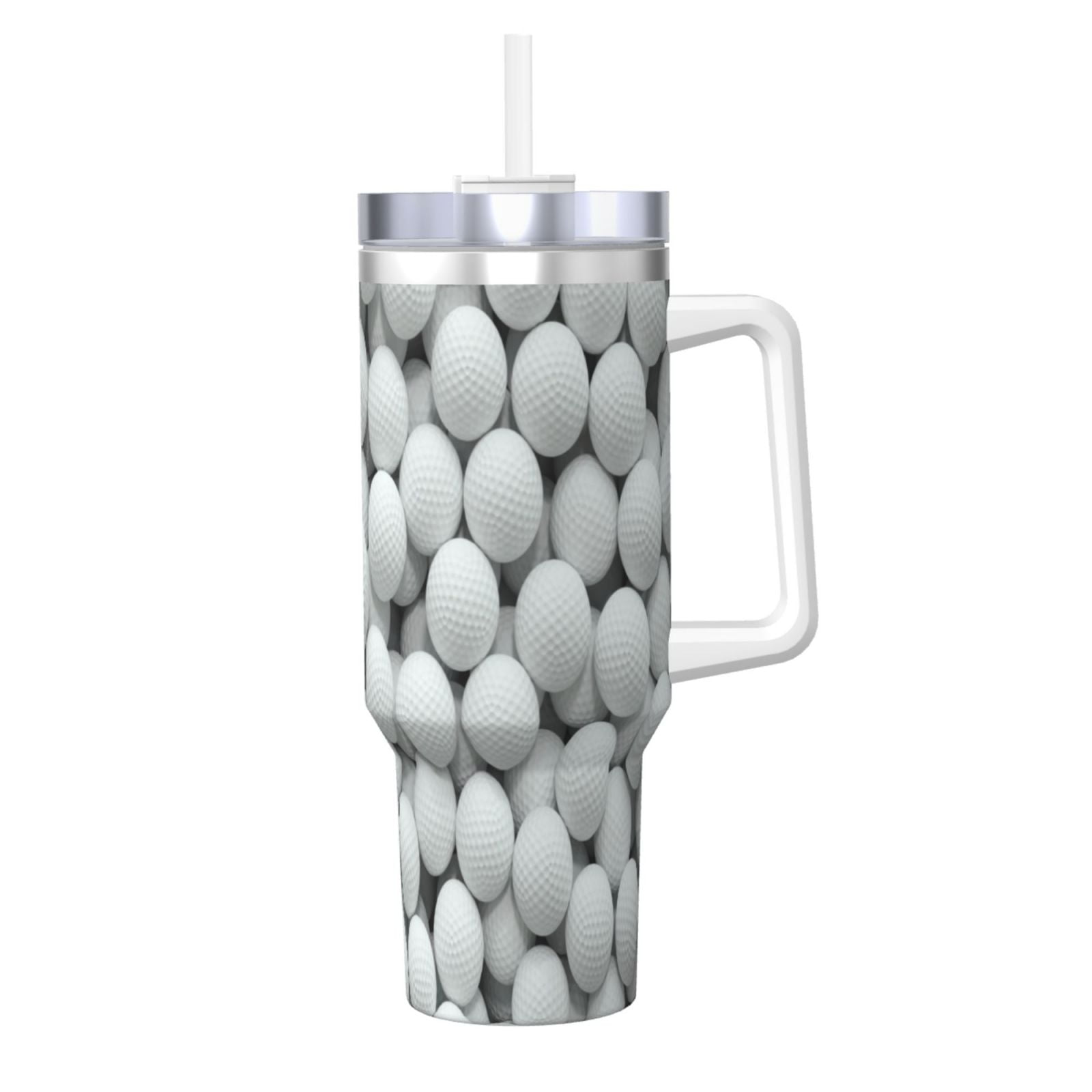 YWSOTRE 40OZ Ice Bully Cup - Edelstahl Isolierbecher Mit Griff & Strohhalm Kuhflecken Design