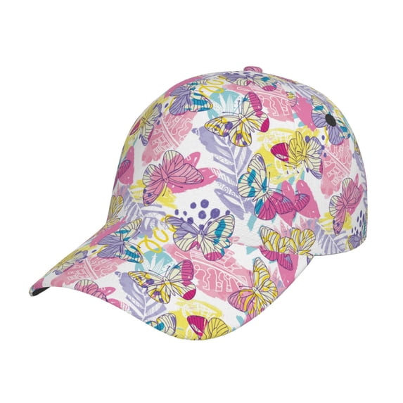 Fotbe hand drawn butterflies Pattern Baseball Cap, Adjustable Snapback Hats, Outdoor Baseball Hat for Men and Women Cotton Soft