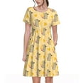 thumbnail image 1 of Fotbe mouse and cheese Pattern Dress Casual Womens Fashion Short Sleeve Maxi Dress T Shirt Dress Striped Long Color Block Maxi Dress, 1 of 6