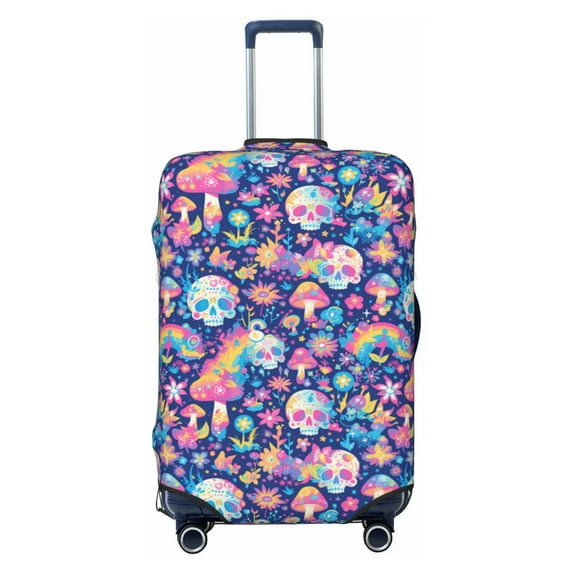 Fotbe mushroom Skull rainbow color Luggage Cover Protector,Suitcase Protector,Scratch and Dirt Resistant,Fits 18-32 Inch Luggage-X-Large