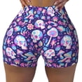 thumbnail image 1 of Fotbe mushroom rainbow Skull cartoon Seamless Shorts, Womens Workout Shorts High Waist Stretch Booty Short for Gym/Yoga/Running/Biking-Medium, 1 of 9