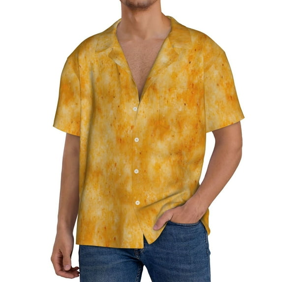 Fotbe nachos cracker Print Short Sleeve Button Down Shirts for Men Casual Summer Beach Wrinkle Free Shirt-4X-Large