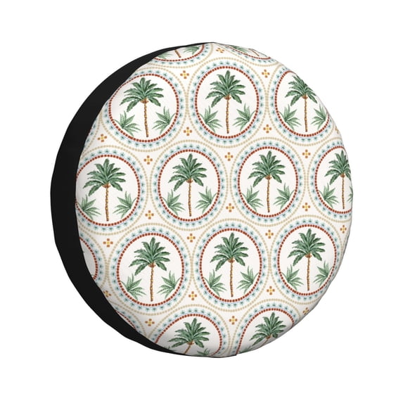 Fotbe palm trees Pattern Spare Tire Cover Thickening Universal Fit for Jeep, Trailer, RV, SUV, Truck, Tough Tire Wheel Soft Cover-15 inch
