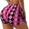 thumbnail image 1 of Fotbe pink and black argyle Seamless Shorts, Womens Workout Shorts High Waist Stretch Booty Short for Gym/Yoga/Running/Biking-XX-Large-Small, 1 of 8