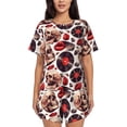 thumbnail image 1 of Fotbe record lips Skull Print Pajama Set for Women 2 Piece Loungewear Short Sleeve Tops and Shorts Set Soft Sleepwear-XX-Large, 1 of 7