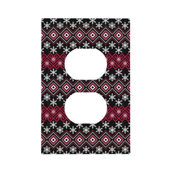 Fotbe red Minimalist Snowflake Print Duplex Receptacle Wall Plate, 1-Gang 5.0" x3.0" Wall Outlet Covers, Dual Outlet Faceplates Covers, Color-matched Screws Included-Style S