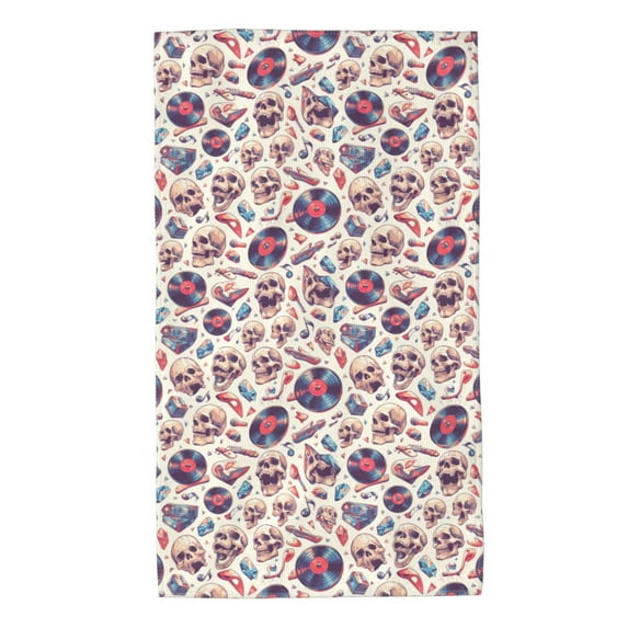 Fotbe rock Skull record Retro Pattern Premium Towels , (27.5x16in) Lightweight and Highly Absorbent Quick Drying Microfiber Towel, Perfect for Daily Use