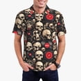 thumbnail image 1 of Fotbe rock record Skull Pattern Men’s Golf Polo Shirt – Breathable Performance Golf Shirt with Button-Down Collar-Medium, 1 of 6