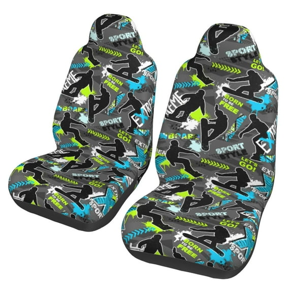 Fotbe sport sonw board Pattern Automotive Seat Covers for Cars Trucks and SUVs – Car Seat Covers for Front Seats,Protective Seat Covers,Vehicle Seat Covers, Set of 2