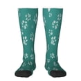 thumbnail image 1 of Fotbe teal green paw print Women's Men's Novelty Crew Socks Cotton Socks Knee High Socks for Walking,Running,Nurses,Pregnancy, 1 of 6