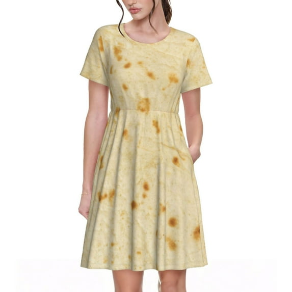 Fotbe tortilla Pattern Dress Casual Womens Fashion Short Sleeve Maxi Dress T Shirt Dress Striped Long Color Block Maxi Dress