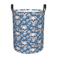 thumbnail image 1 of Fotbe white Skull daisy in water Laundry Basket with Handles, Waterproof Large Laundry Hamper, Wash Bag for Corner Dorm, Rolling Laundry Basket with Handles-Small, 1 of 8