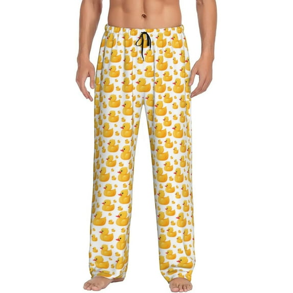 Fotbe yellow rubber ducks Pattern Men's Pajama Pants,Sleepwear Pants,Pj Bottoms Drawstring And Pockets-Small