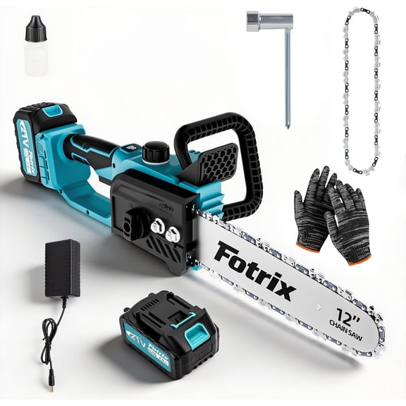 Fotirx 12 Inch Mini Chainsaw, Portable Handheld Electric Chainsaw for Tree Trimming & Wood Cutting,with 1 Battery