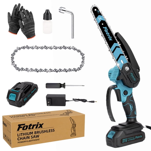Fotirx 8 Inch Mini Chainsawwith 1 Battery, Portable Handheld Electric Chainsaw for Tree Trimming & Wood Cutting