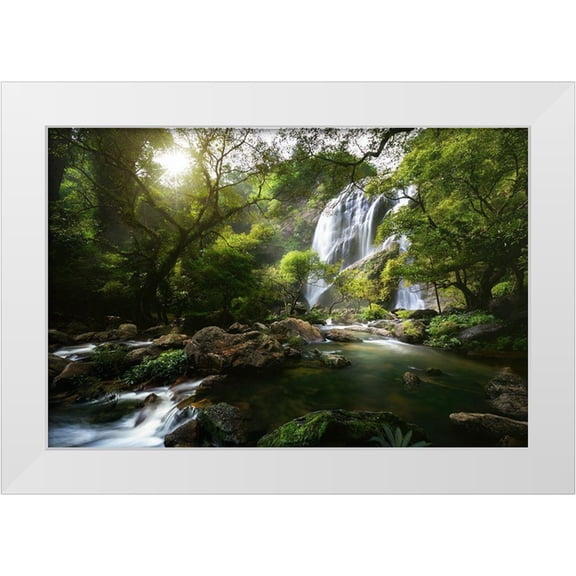 Foto, Patrick 14x11 White Modern Wood Framed Museum Art Print Titled - Mountain Stream