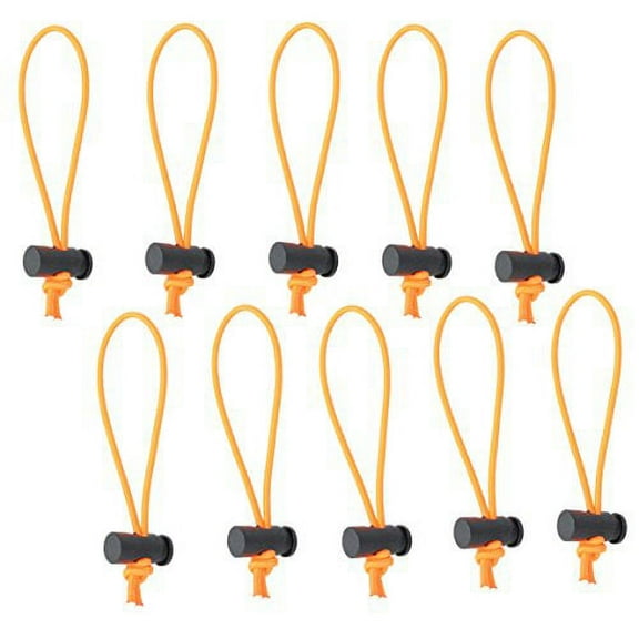 Foto & Tech 10-Pack Multipurpose Extra Thick Toggle Tie/Cable Tie and Organizer Adjustable /Elastic Loop/Instant Clutter Killer/Tangle Tamer/Cable Management for Cord & Cable Reusable (Orange)