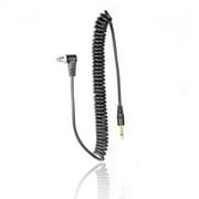 Foto & Tech 3.5 مم إلى Male Flash PC Sync Cable 14-Inch Coiled Cord with Screw Lock مناسب لنيكون ، كانون ، ومعظم كاميرات DSLR Pocketwizard Miniphone PC1 1 PC