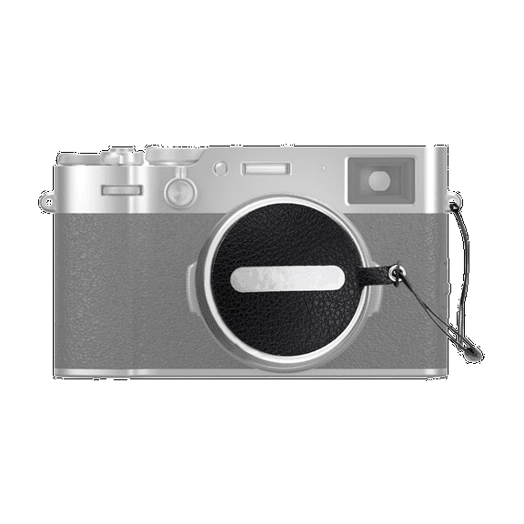Foto&Tech Leather Lens Cap Keeper Sticker w/ String for Fujifilm X100VI X100V (2pcs.)