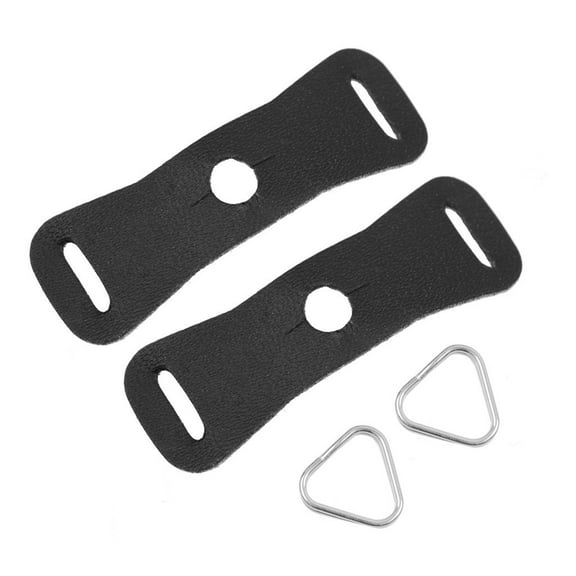 Foto&Tech Leather Protector Cover Pad+Lug Ring Camera Strap Triangle Split Ring Hook Compatible with Fujifilm Lecia Nikon Canon Sony Olympus Pentax Panasonic SLR RF Mirrorless Camera(Black/1 Pair)